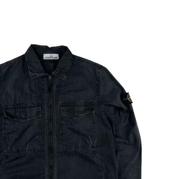 Stone Island 2019 Black Cotton Zipped Overshirt - Small