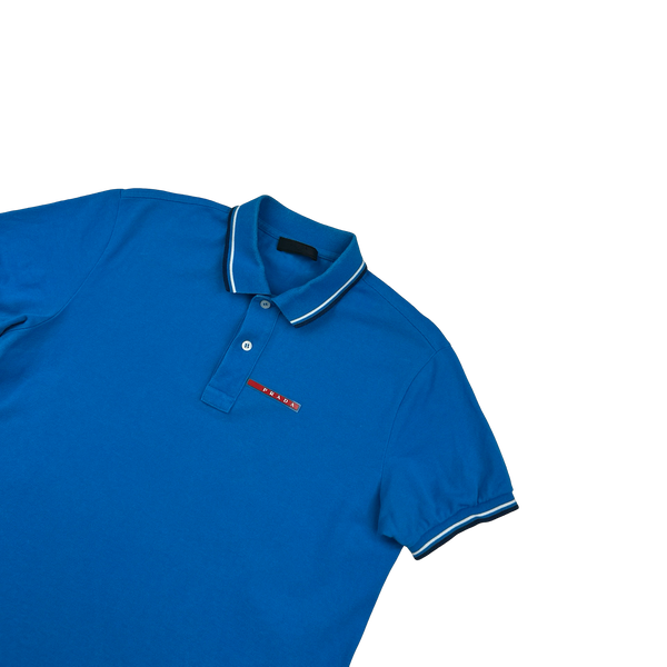 Prada Blue Cotton Polo Shirt - Medium