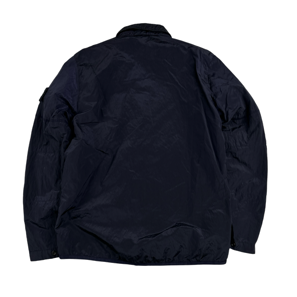 Stone Island 2018 Navy Shimmer Nylon Metal Overshirt - Small