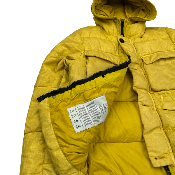 Stone Island 2018 Yellow Lino Resinato Down-TC Puffer Jacket - Small