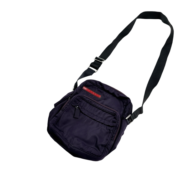 Prada Nylon Purple Red Tab Side Bag