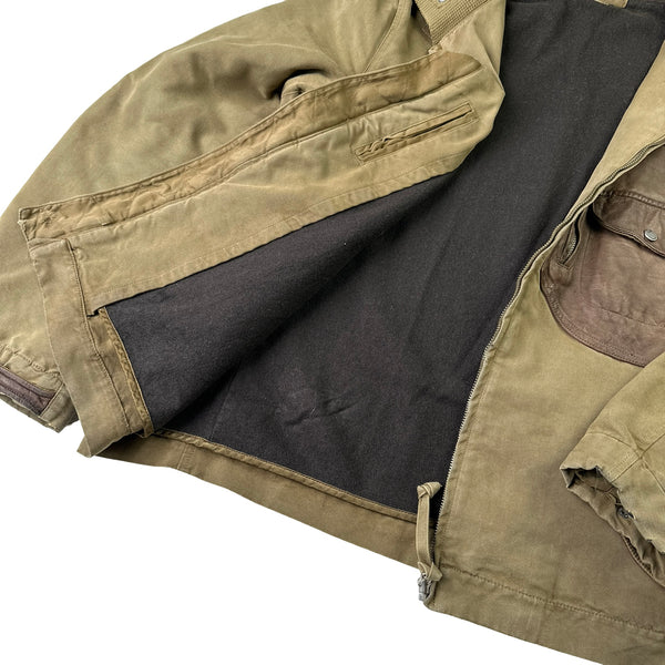 CP Company 2005 Brown Leather Detailed Goggle Jacket - Large