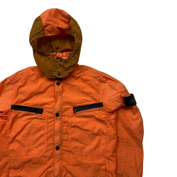 Stone Island 2015 Orange Nylon Metal Hooded Overshirt - Smalll