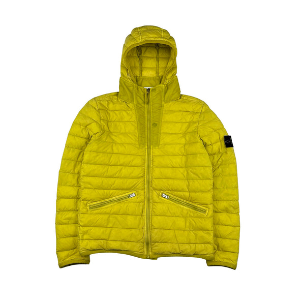 Stone Island 2019 Yellow Loom Woven Down Chambers Jacket - Medium