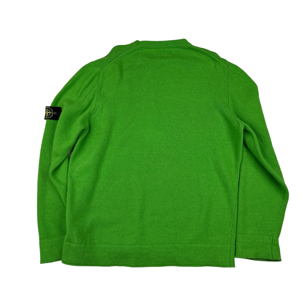 Stone Island 2012 Green Knit Compass Embossed Crewneck Jumper - XXL