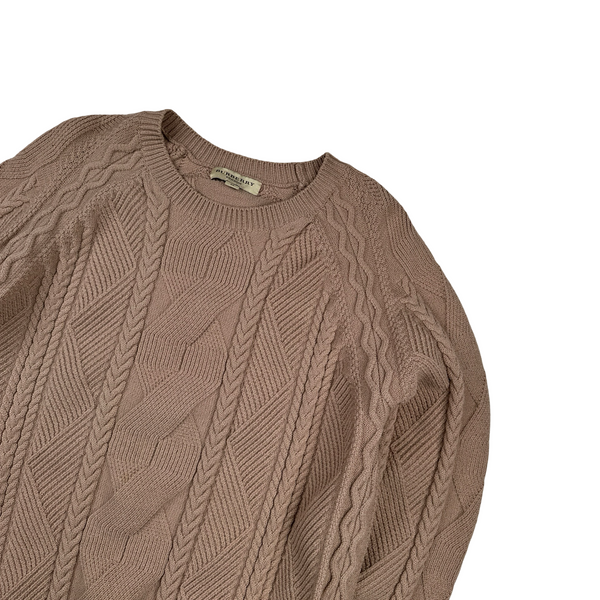 Burberry Blush Pink Wool Cable Knit Jumper - Medium