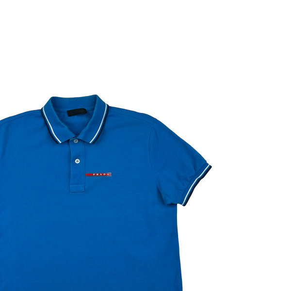 Prada Blue Cotton Polo Shirt - Medium