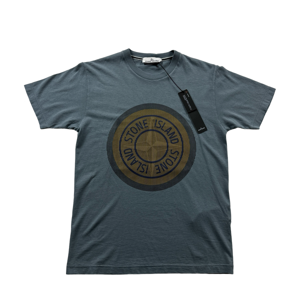 Stone Island Blue 3D Rubber Logo T Shirt - Small