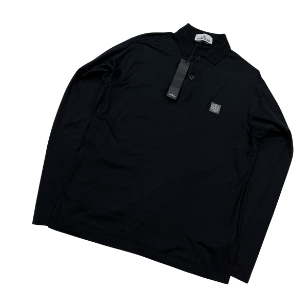 Stone island black long cheap sleeve polo