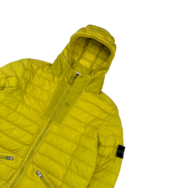 Stone Island 2019 Yellow Loom Woven Down Chambers Jacket - Medium