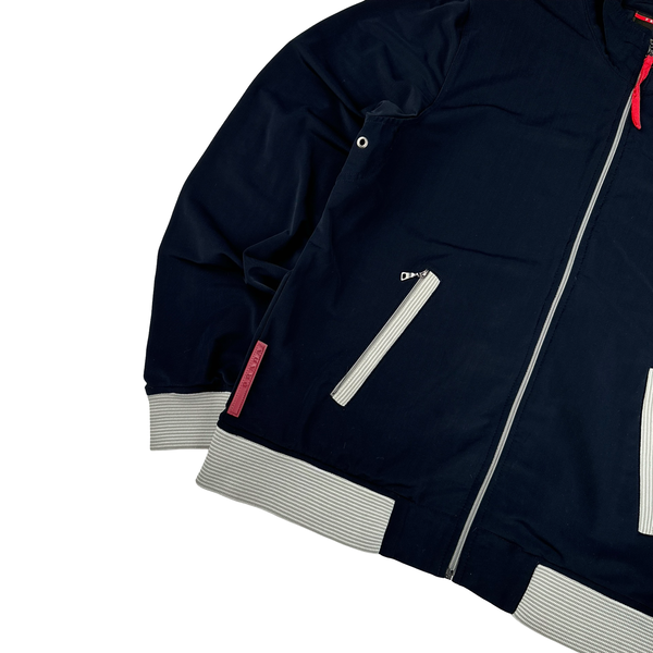 Prada Navy Nylon Stretch Zipped Jumper - Medium