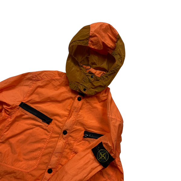 Stone Island 2015 Orange Nylon Metal Hooded Overshirt - Smalll