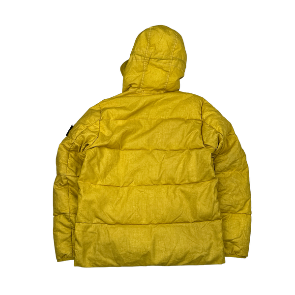 Stone Island 2018 Yellow Lino Resinato Down-TC Puffer Jacket - Small