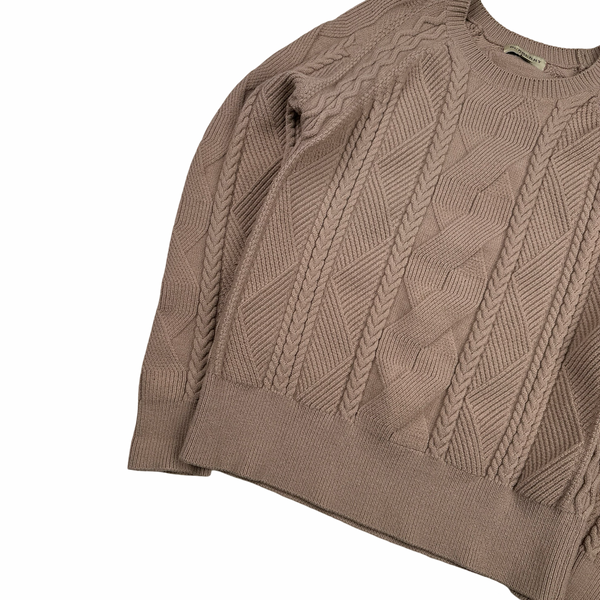 Burberry Blush Pink Wool Cable Knit Jumper - Medium