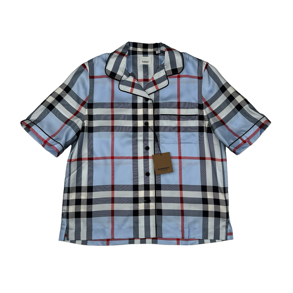 Burberry Silk Nova Check Button Up Pyjama Shirt - Medium