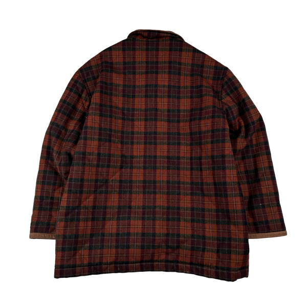 Ralph Lauren 90's Wool Flannel Lined Leather Collar Jacket - Medium