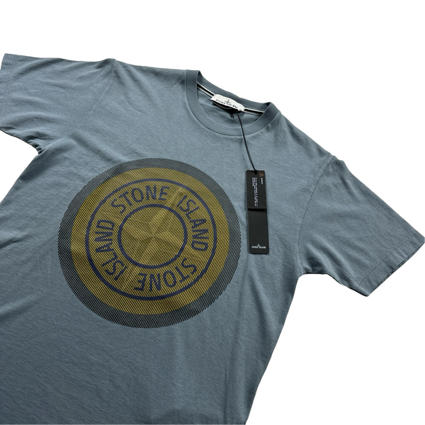 Stone Island Blue 3D Rubber Logo T Shirt - Small