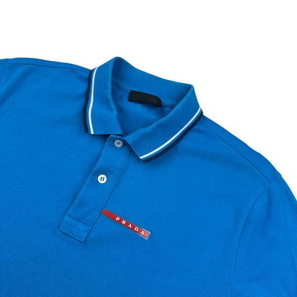 Prada Blue Cotton Polo Shirt - Medium