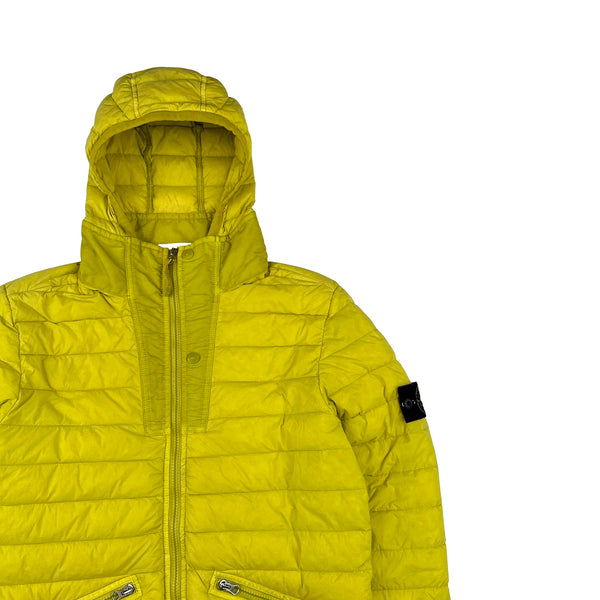 Stone Island 2019 Yellow Loom Woven Down Chambers Jacket - Medium