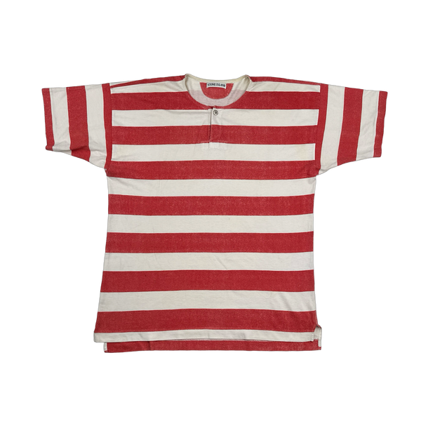 Stone Island Vintage 80's Cotton Red Striped Marina T Shirt - Large