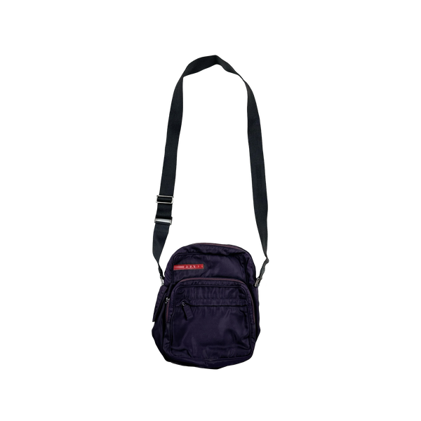 Prada Nylon Purple Red Tab Side Bag