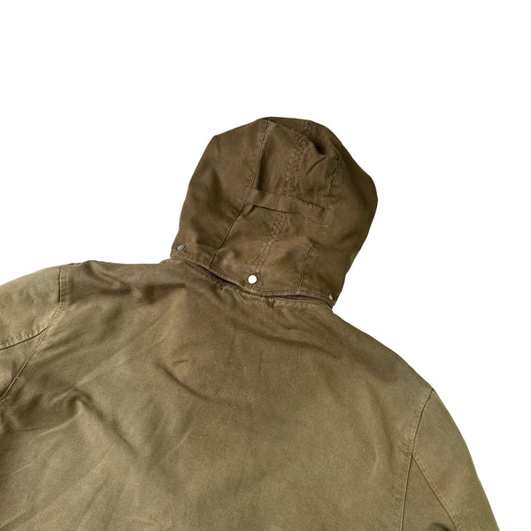 CP Company 2005 Brown Leather Detailed Goggle Jacket - Large