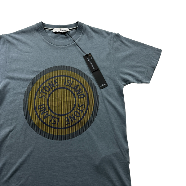 Stone Island Blue 3D Rubber Logo T Shirt - Small