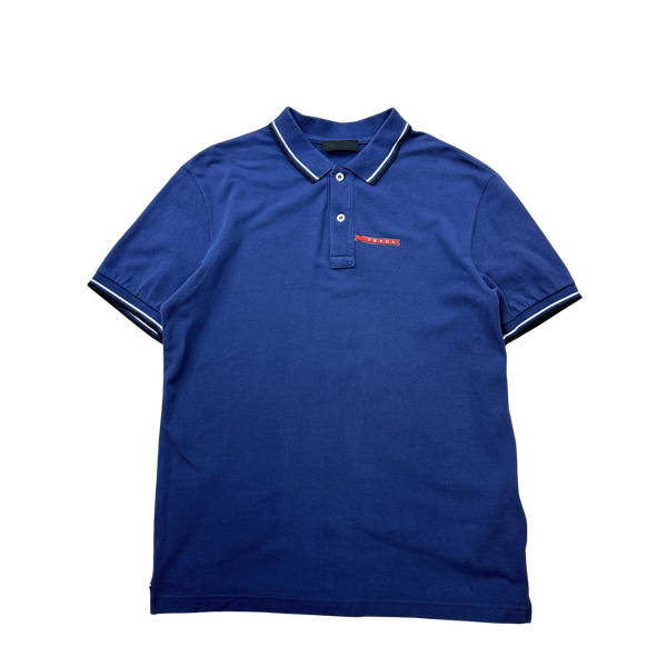 Prada Blue Cotton Polo Shirt - Large