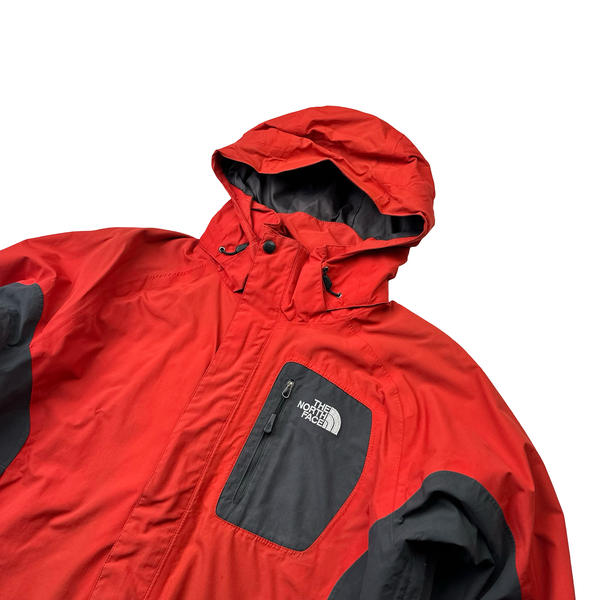 North Face Red/Grey Colour Block HyVent Rain Jacket - Medium