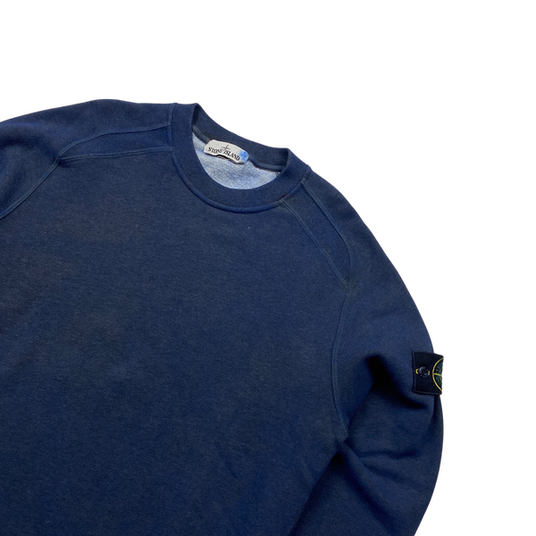 Stone Island Blue Dust Treatment Crewneck Sweatshirt - Small