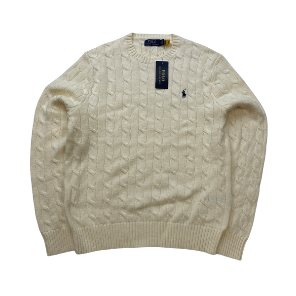 Vintage Polo By Ralph Lauren knit cream off white good sweater size medium