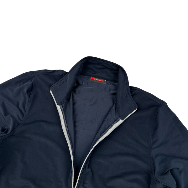 Prada Navy Nylon Stretch Zipped Jumper - Medium