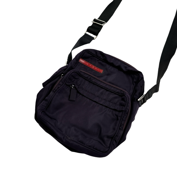 Prada Nylon Purple Red Tab Side Bag