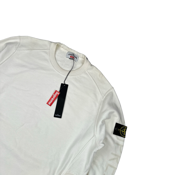 Stone Island Supreme 2014 White Cotton Spellout Tracksuit - XL