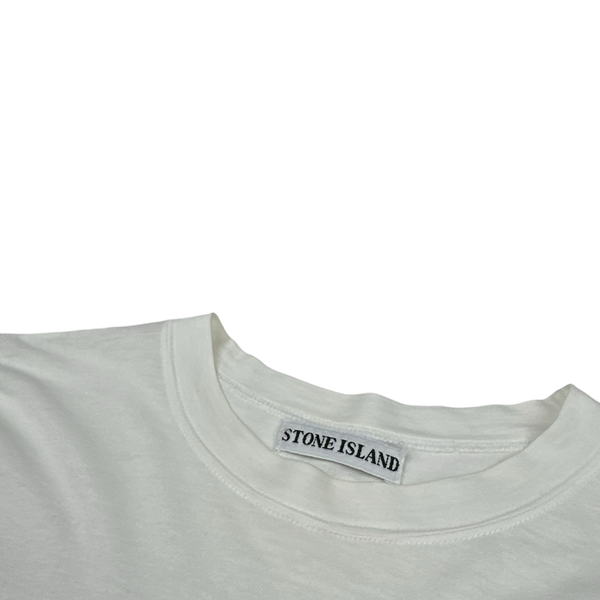 Stone Island Vintage 90’s White Cotton Spellout Long sleeve T Shirt - Large