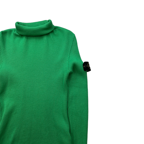 Stone Island 2022 Green Ribbed Roll Neck Jumper - Small