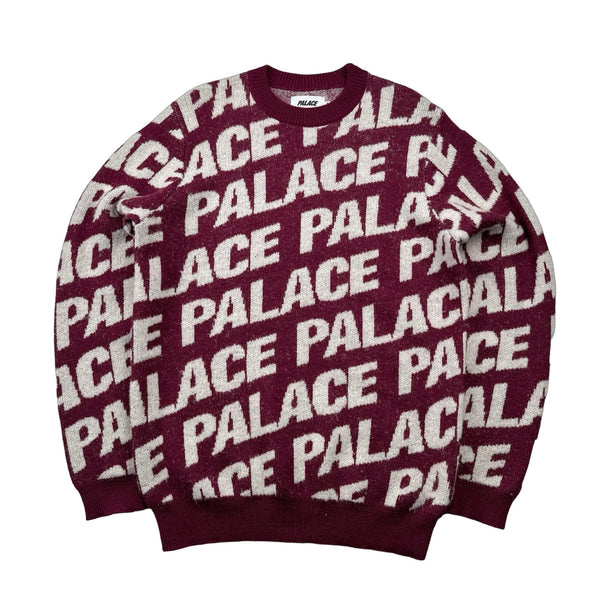 Palace Wine Monogram Alpaca Wool Blend Knit Jumper - XL