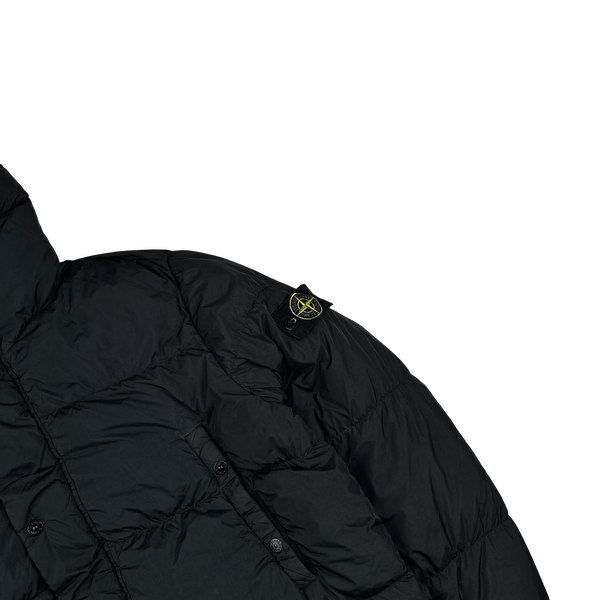 Stone Island 2013 Black Crinkle NY Down Long Puffer Jacket - XL