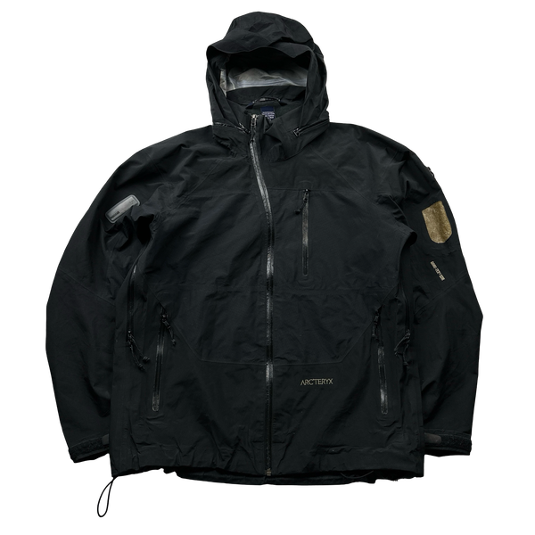 Arcteryx Black Goretex Asymmetric Windbreaker Jacket - Large