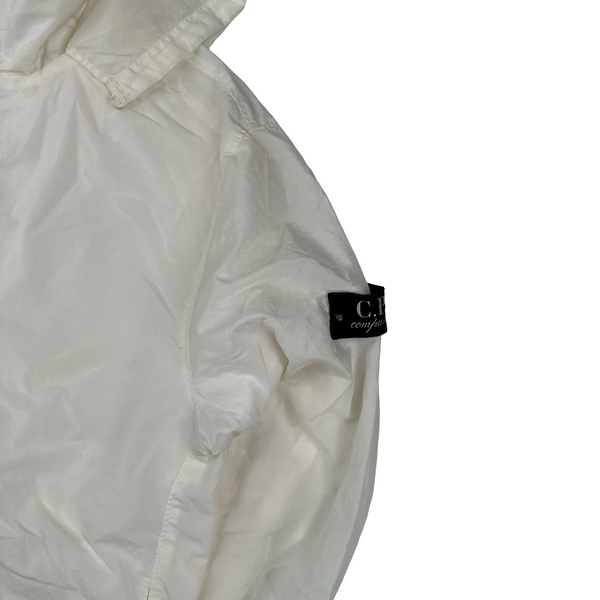 CP Company 2001 Vintage White Nylon Badge Zipped Hooded Jacket - Small