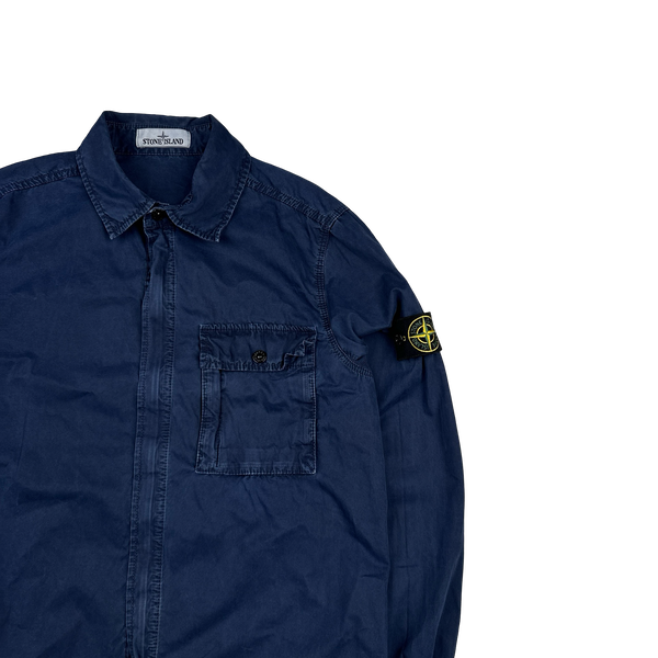 Stone Island 2017 Blue Garment Dyed Cotton Overshirt - Medium