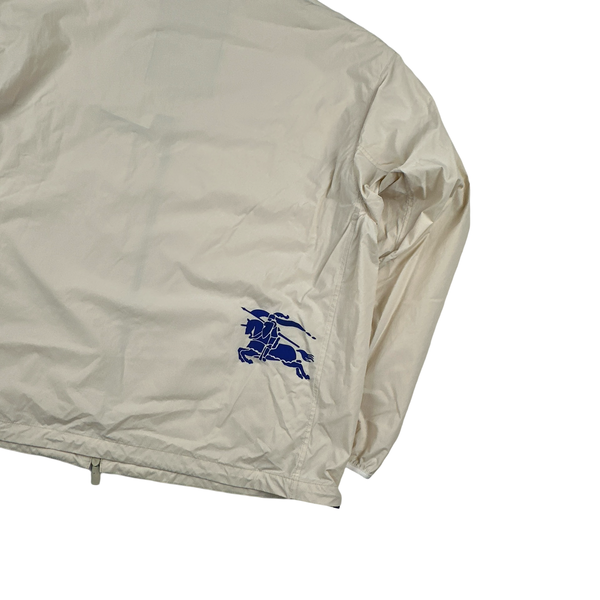 Burberry Cream Nylon Logo Hooded Zipped Jacket - Large