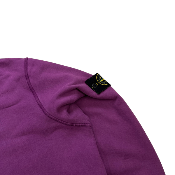 Stone Island 2021 Purple Pullover Cotton Hoodie - Large