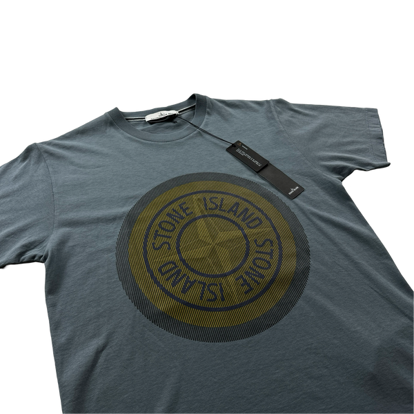 Stone Island Blue 3D Rubber Logo T Shirt - Small