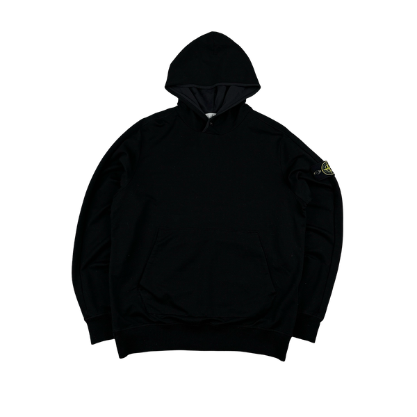 Stone Island 2024 Black Buttoned Neck Pullover Hoodie Medium Mat s Island