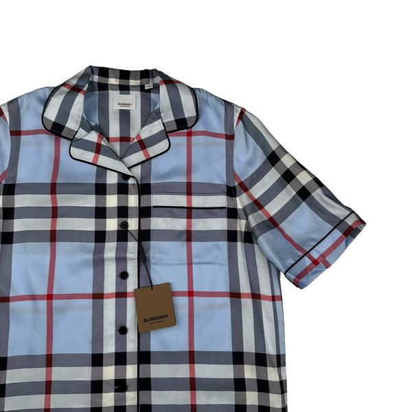 Burberry Silk Nova Check Button Up Pyjama Shirt - Medium