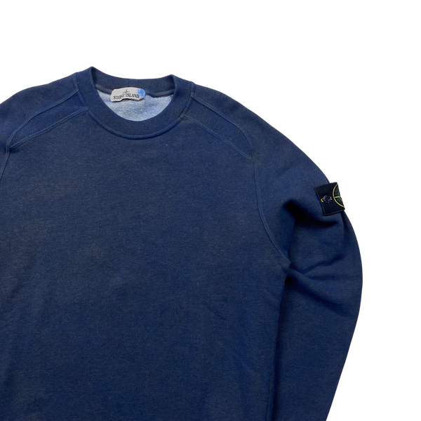 Stone Island Blue Dust Treatment Crewneck Sweatshirt - Small