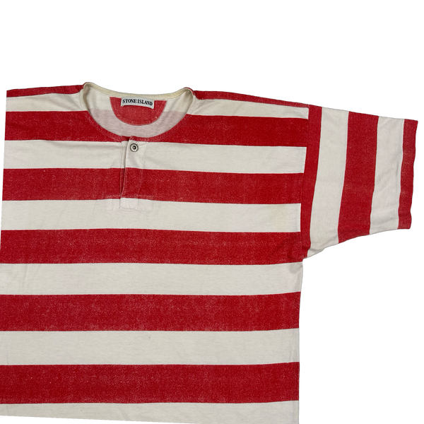 Stone Island Vintage 80's Cotton Red Striped Marina T Shirt - Large