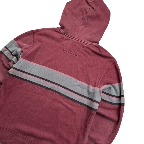 CP Company Burgundy Cotton Spellout Stripe Hoodie - Medium