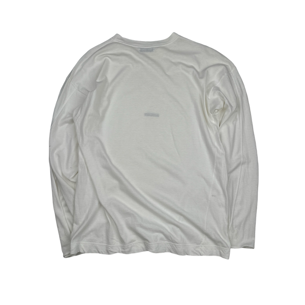 Stone Island Vintage 90’s White Cotton Spellout Long sleeve T Shirt - Large